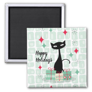 Happy Holidays, Atomic Christmas Cat Magnet