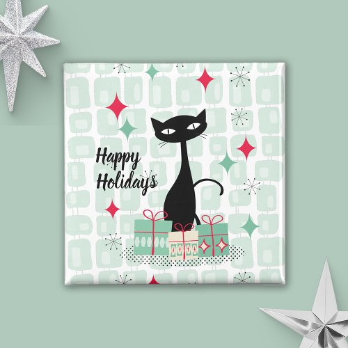 Happy Holidays Atomic Christmas Cat Magnet