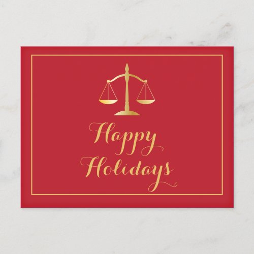 Happy Holidays Attorney Law Firm Scales Holiday Postcard