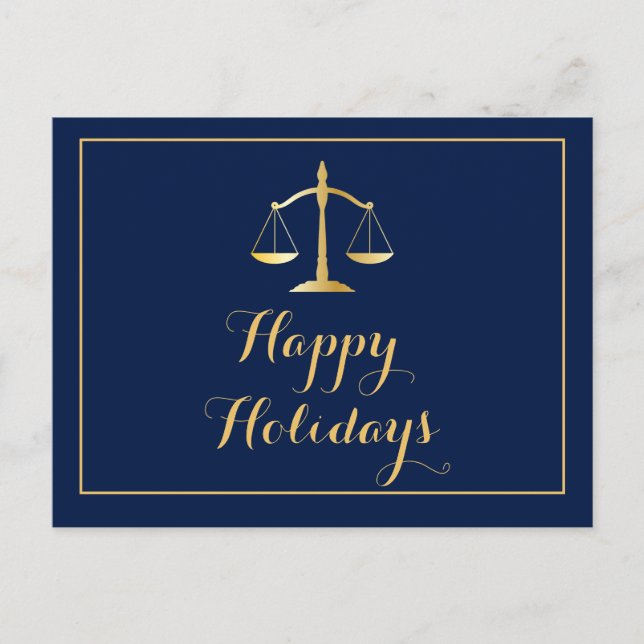 Happy Holidays Attorney Law Firm Scales Holiday Postcard (Front)