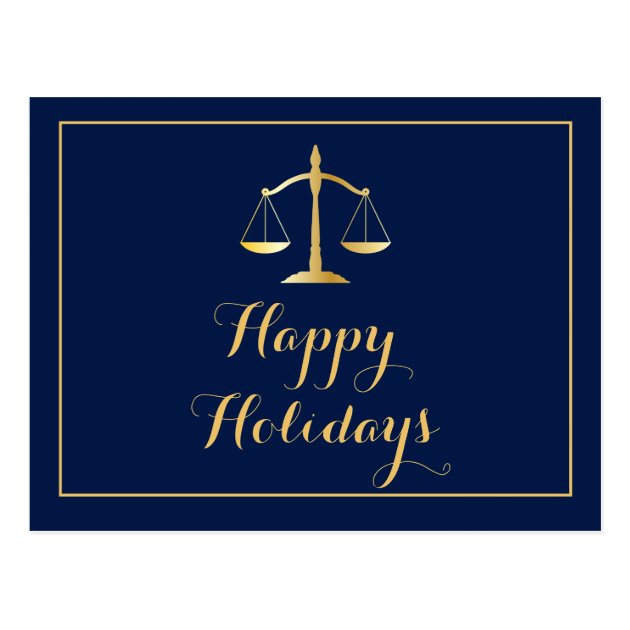 Happy Holidays Attorney Law Firm Scales Postcard