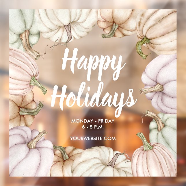 Happy Holidays Autumn Pumpkins Window Cling (Sheet 2)