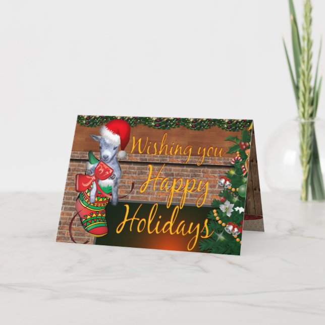 Happy Holidays Baby Goat Holiday Card (Front)