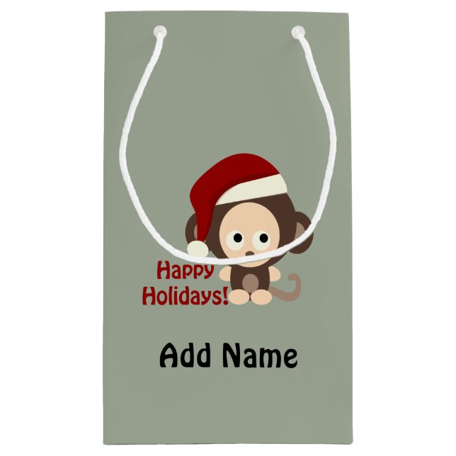 Happy Holidays! Baby Monkey Small Gift Bag (Back)