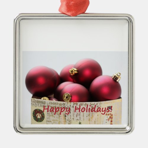 happy holidays bag with ornaments