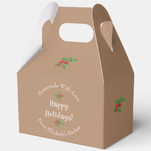 Happy Holidays Baking Gift Brown Editable Favor Boxes