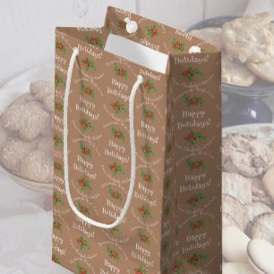 Happy Holidays Baking Gift Brown Editable Small Gift Bag