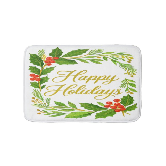 'Happy Holidays'  Bath Mat (Front)