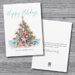 Happy Holidays Beach Christmas Tree Holiday Card<br><div class="desc">Happy Holidays Beach Christmas Tree Holiday Card. Happy Holidays! Spread some coastal cheer with this beach-inspired holiday card featuring a charming seashell and starfish Christmas tree. The design showcases the elegant script Happy Holidays at the top, a festive tree adorned with seashells and a starfish topper in the center, and...</div>