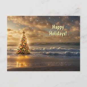 Happy Holidays Beach Coastal Ocean Holiday Postcard