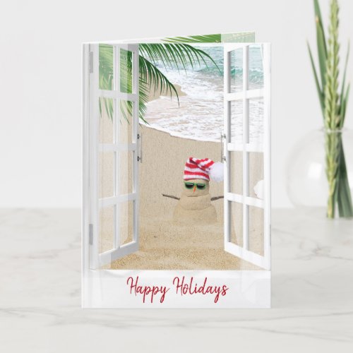 Happy Holidays Beach Window  Card