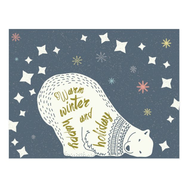 Happy Holidays Bear Postcard
