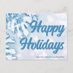 Happy Holidays Beautiful Blue Winter Snowflakes Postcard