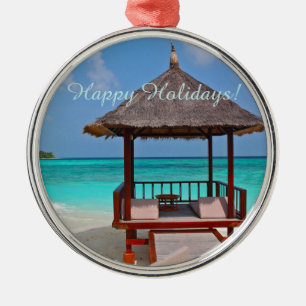 Happy Holidays Beautiful Maldives Islands Metal Ornament
