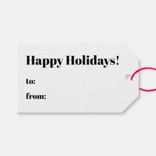 Happy Holidays black and white to from minimalist Gift Tags