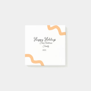 Happy holidays black orange name date year spiral post-it notes