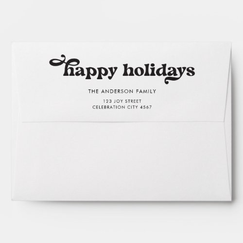 Happy Holidays Black White Retro Typography  Envelope