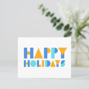 Happy Holidays Blank Yellow & Blue Postcard