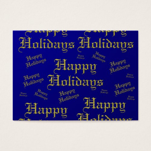 happy holidays blue and gold text