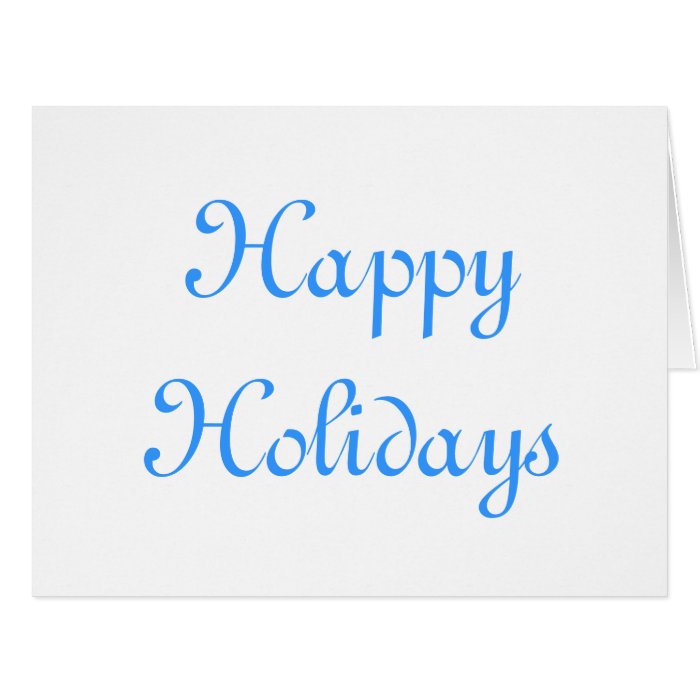 Happy Holidays. Blue and White. Festive. Card