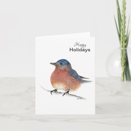 Happy Holidays Blue Bird Card