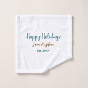 happy holidays blue brown name love christmas styl wash cloth