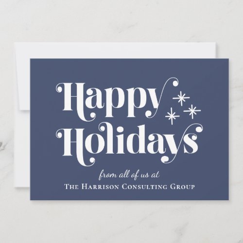 Happy Holidays Blue Corporate Christmas Card