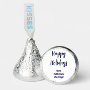 Happy holidays blue green Christmas stylish modern Hershey®'s Kisses®