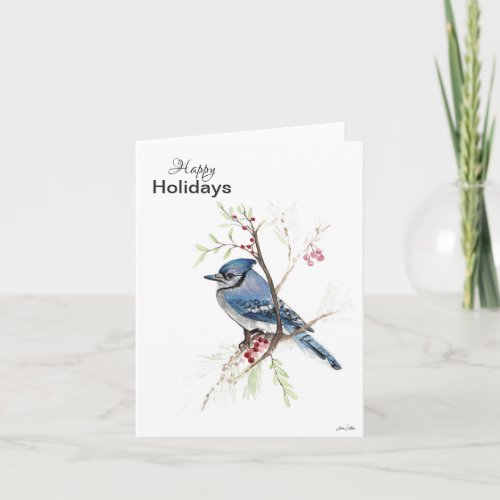 Happy Holidays Blue Jay Holiday Card