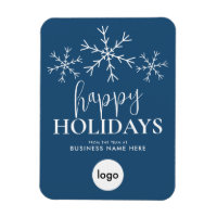 Happy Holidays Blue Modern Logo Business 