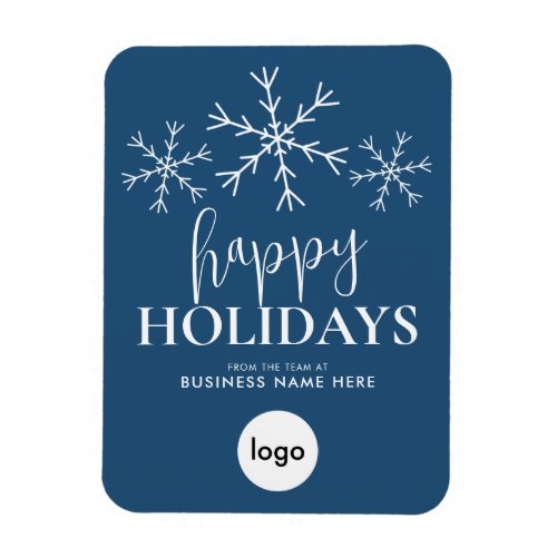 Happy Holidays Blue Modern Logo Business  Magnet