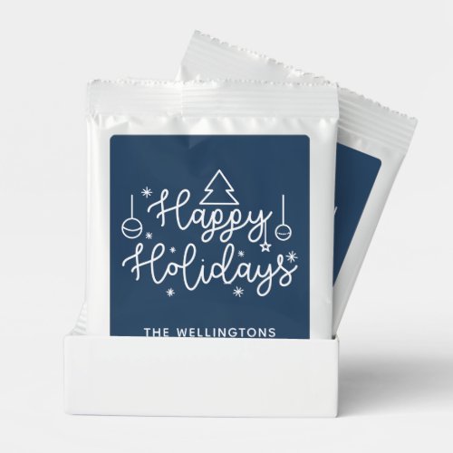 Happy Holidays Blue Personalized Family Christmas  Hot Chocolate Drink Mix