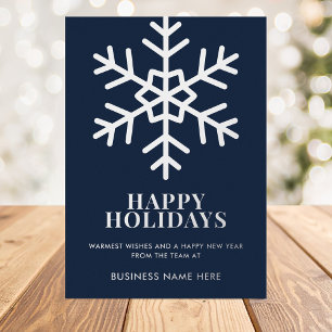 Happy Holidays Blue Snowflake Business Foil Holiday Card
