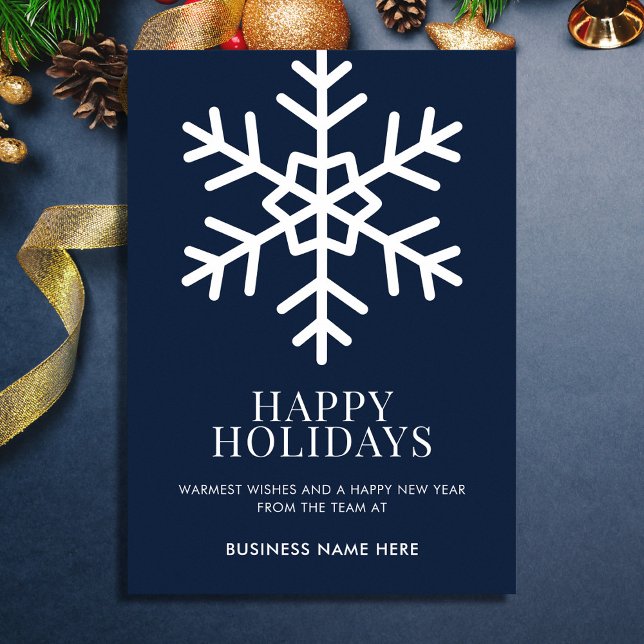 Happy Holidays Blue Snowflake Business Holiday Card (Creator Uploaded)
