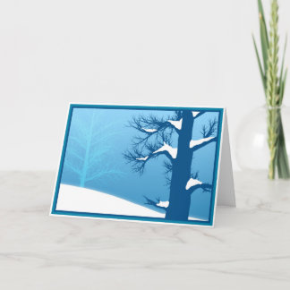 Happy Holidays Blue Snowy Tree Card