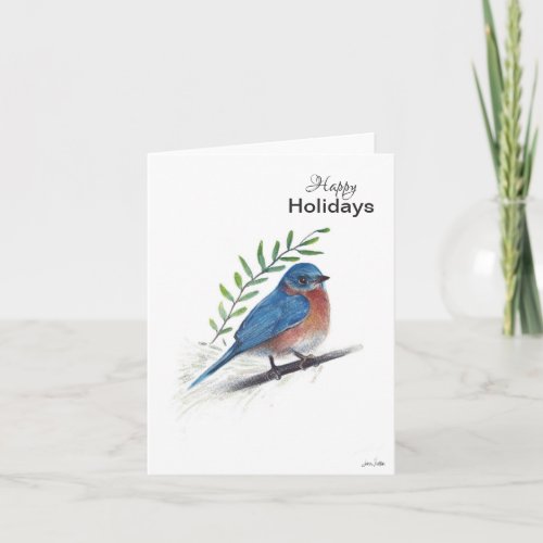 Happy Holidays Bluebird Bird Card