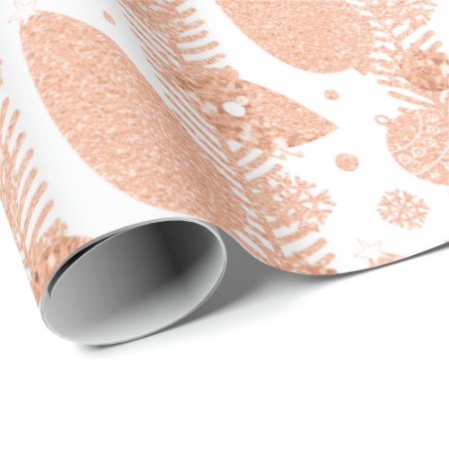 Happy Holidays Blush Pink Glitter Christmas Bird Wrapping Paper