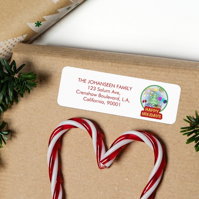 Happy Holidays Bold Typography Red and White Fun Label (Creator Uploaded)