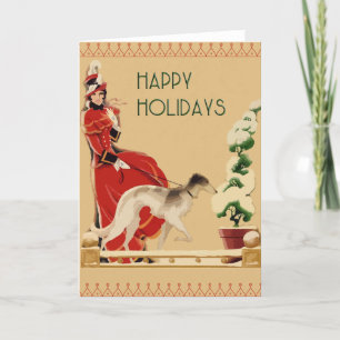 Happy Holidays Borzoi Christmas Card