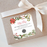 Happy Holidays Botanical Business Logo Christmas Square Sticker<br><div class="desc">Personalized Logo Business Christmas Holidays Gift Tags that you can easily customize by clicking the "Personalize" button</div>