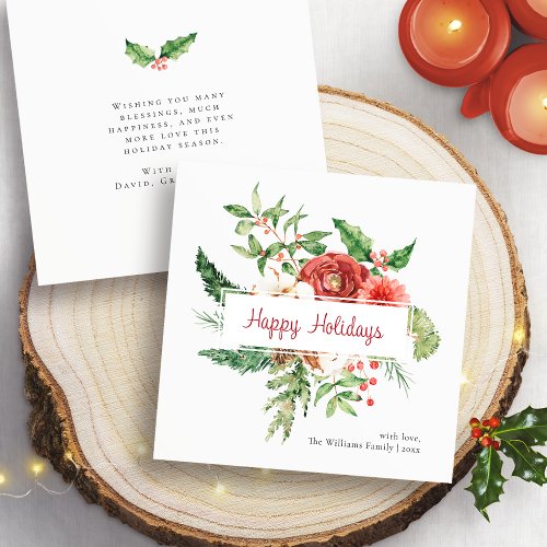 Happy Holidays Botanical Christmas Card