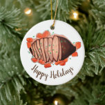 Happy Holidays Braised Beef Brisket Jewish Cuisine Ceramic Ornament<br><div class="desc">Design features an original marker illustration of a platter with a classic braised brisket, accompanied by roasted vegetables. A staple menu dish during the Jewish holidays, including Passover, Hanukkah, and Rosh Hashanah. This design is also available on other products. Lots of additional food-themed illustrations are also available from this shop....</div>