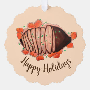 Happy Holidays Braised Beef Brisket Jewish Cuisine Ornament Card