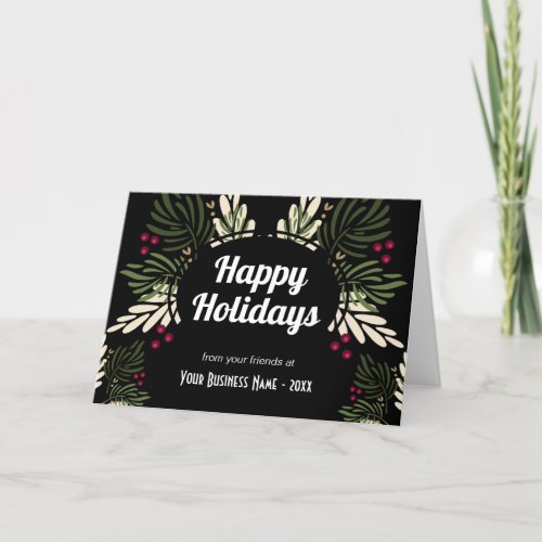 Happy Holidays Branches Business logo Holiday Card