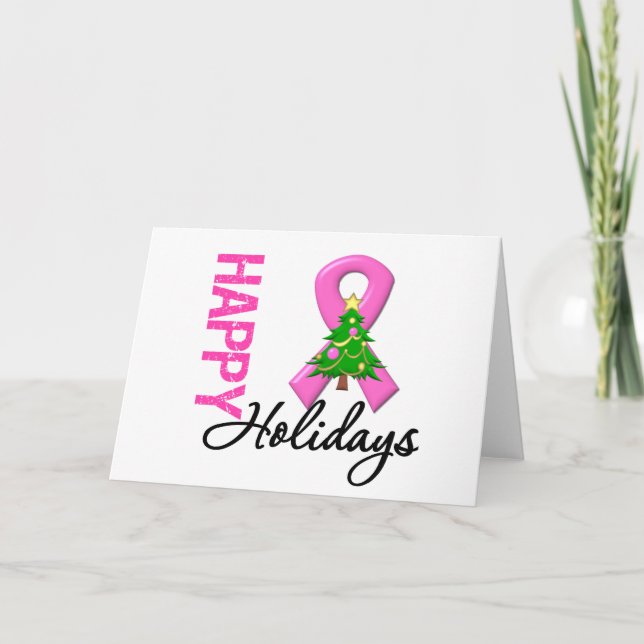 Happy Holidays Breast Cancer Awareness Holiday Card (Front)