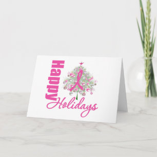 Happy Holidays Breast Cancer Pink Ribbon Holiday Card