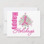 Happy Holidays Breast Cancer Pink Ribbon Holiday Card