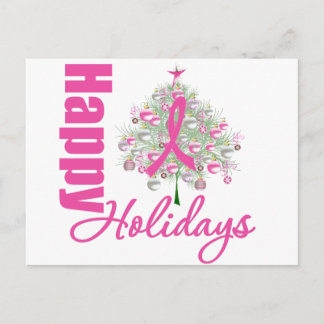 Happy Holidays Breast Cancer Pink Ribbon Holiday Postcard