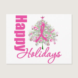 Happy Holidays Breast Cancer Pink Ribbon Holiday Postcard