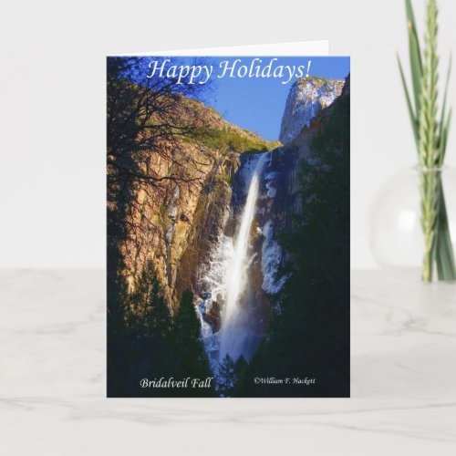 Happy Holidays Bridalveil Fall Yosemite CA Holiday Card